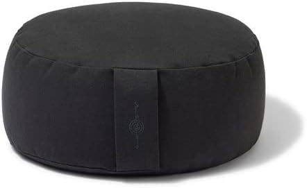 Organic Round Meditation Cushion by renoo - Durable Comfortable Cotton, Linen, Hemp - Modern Zafu - Buckwheat Floor Pillow Yoga Bolster in 15 Colors Removable Cover - 15 inches - Vanilla