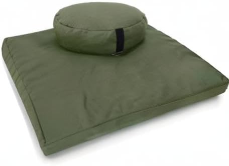 Meditation Cushion Mat Set HEMP - Large Oval Zafu Floor Pillow Organic Buckwheat Pillow + Cotton Filled HEMP Zabuton Prayer Pad - Meditation Pillow Yoga Knee Pad Made in USA - 18" Oval, NATURAL Hemp