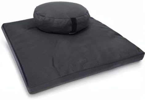 Meditation Cushion Mat Set HEMP - Large Oval Zafu Floor Pillow Organic Buckwheat Pillow + Cotton Filled HEMP Zabuton Prayer Pad - Meditation Pillow Yoga Knee Pad Made in USA - 18" Oval, NATURAL Hemp