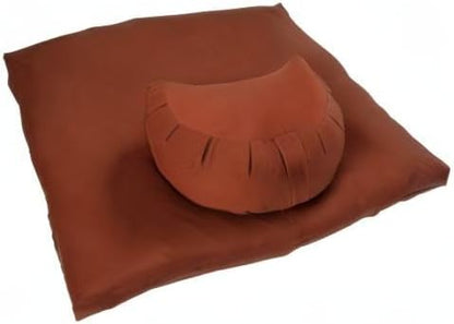 Buckwheat Crescent Zafu and Zabuton Meditation Cushion Set (2pc)