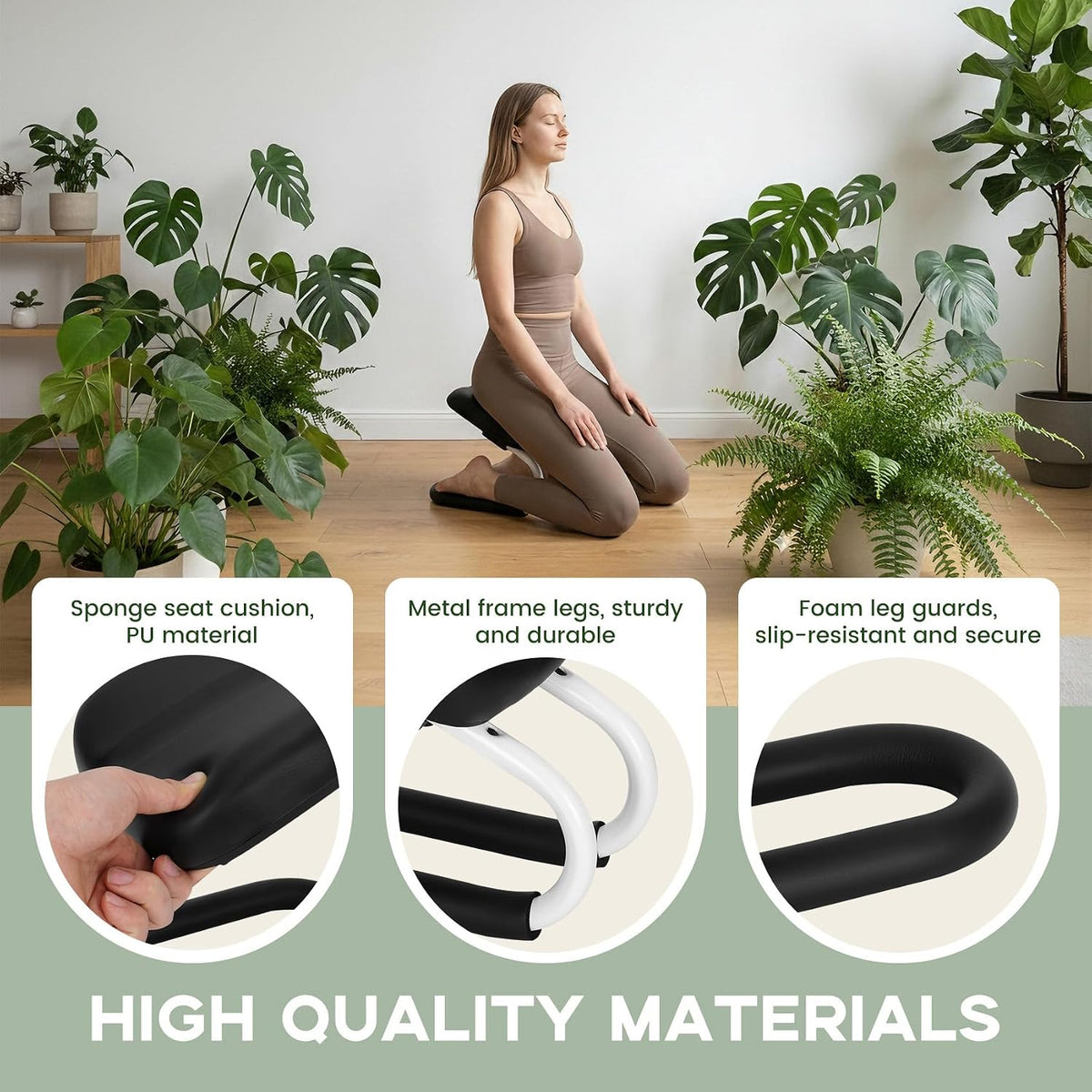Adjustable Meditation Bench, Ergonomic Kneeling Stool for Yoga & Prayer