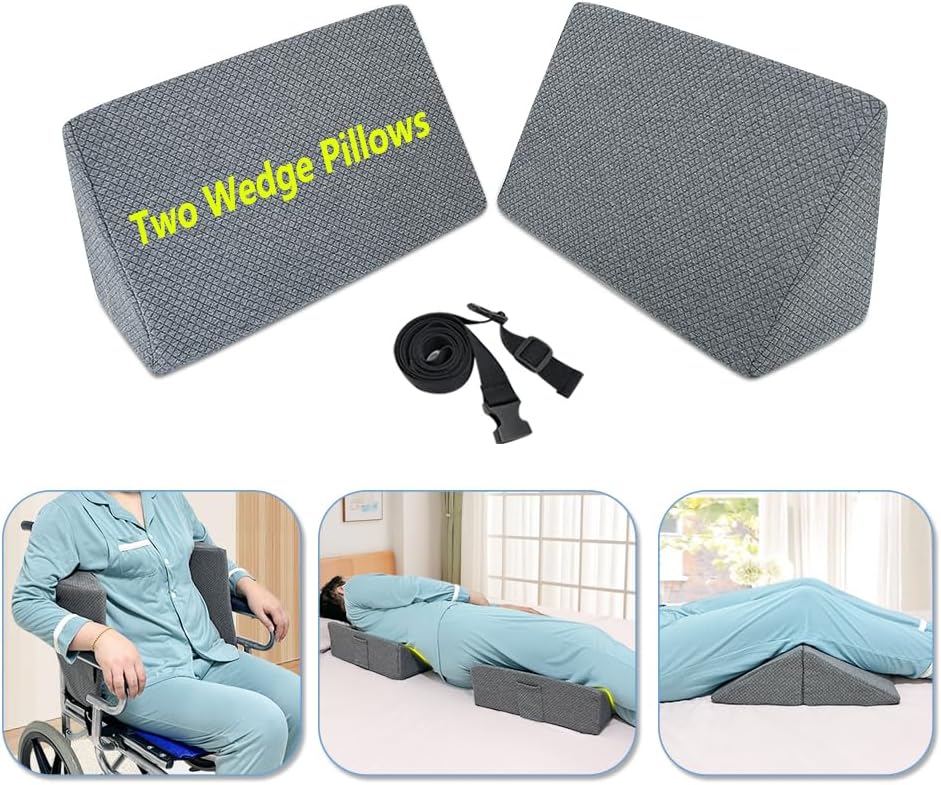 Positioning Wedge Pillow for Side Sleeping Bed Wedges for Adults (2 in 1) Bed Sore Turning Wedges for Elderly Foam Incline Positioning Pillows for Bedridden After Surgery