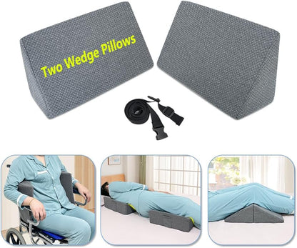 Positioning Wedge Pillow for Side Sleeping Bed Wedges for Adults (2 in 1) Bed Sore Turning Wedges for Elderly Foam Incline Positioning Pillows for Bedridden After Surgery