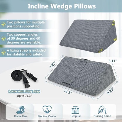 Positioning Wedge Pillow for Side Sleeping Bed Wedges for Adults (2 in 1) Bed Sore Turning Wedges for Elderly Foam Incline Positioning Pillows for Bedridden After Surgery
