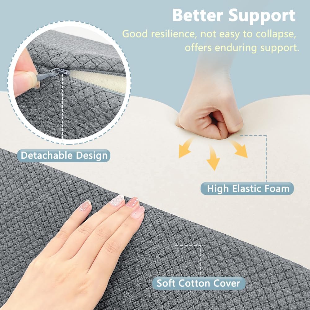 Positioning Wedge Pillow for Side Sleeping Bed Wedges for Adults (2 in 1) Bed Sore Turning Wedges for Elderly Foam Incline Positioning Pillows for Bedridden After Surgery