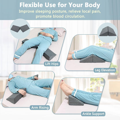Positioning Wedge Pillow for Side Sleeping Bed Wedges for Adults (2 in 1) Bed Sore Turning Wedges for Elderly Foam Incline Positioning Pillows for Bedridden After Surgery
