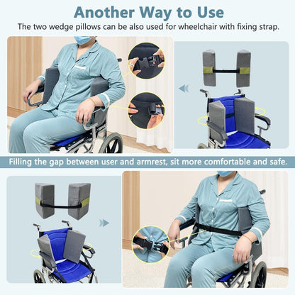 Positioning Wedge Pillow for Side Sleeping Bed Wedges for Adults (2 in 1) Bed Sore Turning Wedges for Elderly Foam Incline Positioning Pillows for Bedridden After Surgery