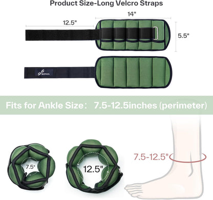 Adjustable Ankle Weights, 2-10 lb per Pair, Removable Weights