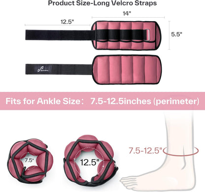 Adjustable Ankle Weights, 2-10 lb per Pair, Removable Weights