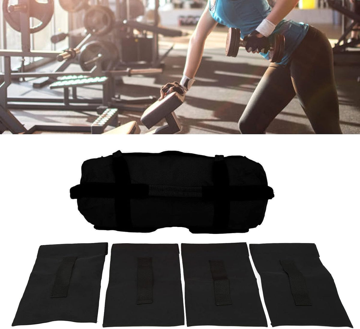 Multi Purpose Oxford Fabric Workout Sandbag with 6 Handles and Filler Bags for Indoor Gym Easy Adjustment, Easy Storage