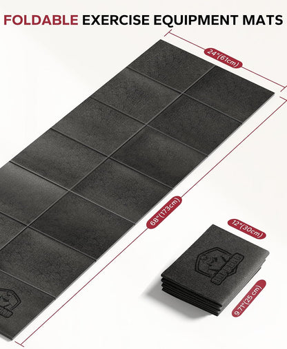HAPBEAR Treadmill Mat, 55"x24"/68"x24"/79"x35.5" Non-Slip Foldable Exercise Equipment Mat for Walking Pad, Weight Bench, Noise Reducing Shock Absorbing Floor Protector for Home Gym, Carpet & Hardwood Floors