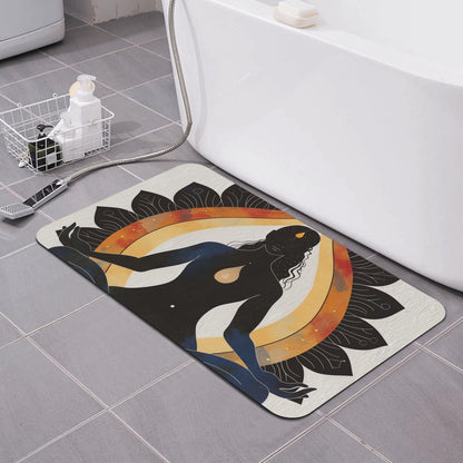Yoga Meditation Printed Rounded Corner Diatomaceous Doormat 31.5x19.7 Inch Bath Mat Rug Non Slip Shower Floor Mat, Absorbent Bathroom Rugs Mat for Anti Slip Shower Mat, Housewarming Gift