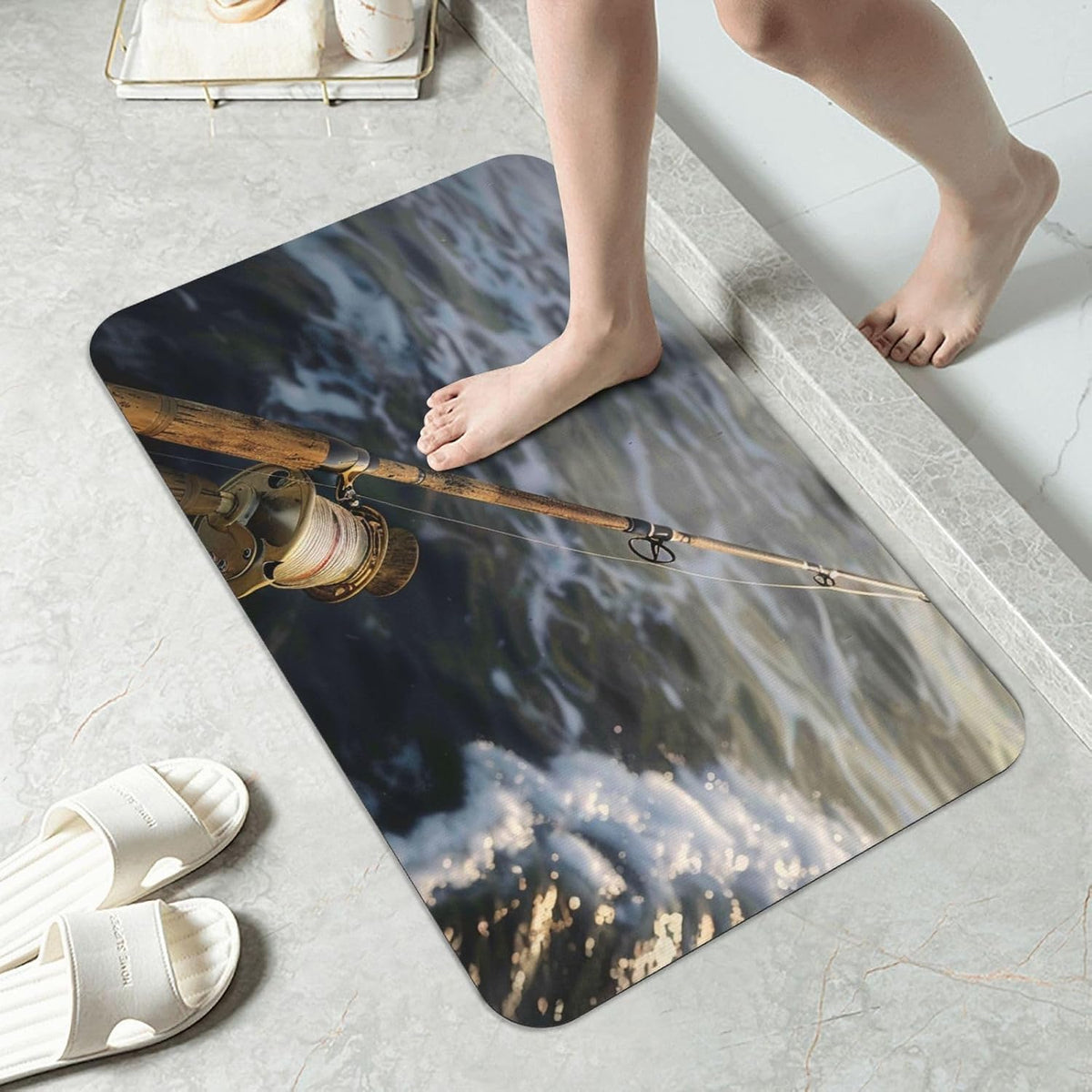 Yoga Meditation Printed Rounded Corner Diatomaceous Doormat 31.5x19.7 Inch Bath Mat Rug Non Slip Shower Floor Mat, Absorbent Bathroom Rugs Mat for Anti Slip Shower Mat, Housewarming Gift