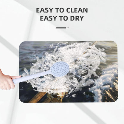 Yoga Meditation Printed Rounded Corner Diatomaceous Doormat 31.5x19.7 Inch Bath Mat Rug Non Slip Shower Floor Mat, Absorbent Bathroom Rugs Mat for Anti Slip Shower Mat, Housewarming Gift