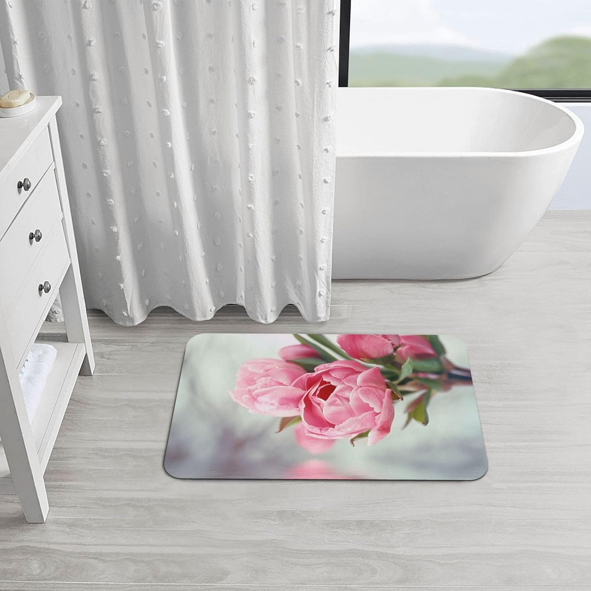 Yoga Meditation Printed Rounded Corner Diatomaceous Doormat 31.5x19.7 Inch Bath Mat Rug Non Slip Shower Floor Mat, Absorbent Bathroom Rugs Mat for Anti Slip Shower Mat, Housewarming Gift