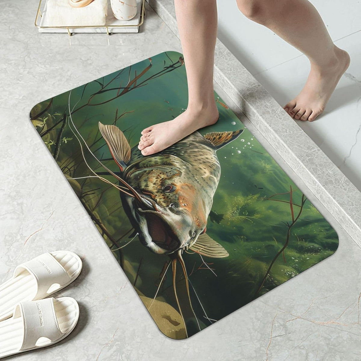 Yoga Meditation Printed Rounded Corner Diatomaceous Doormat 31.5x19.7 Inch Bath Mat Rug Non Slip Shower Floor Mat, Absorbent Bathroom Rugs Mat for Anti Slip Shower Mat, Housewarming Gift