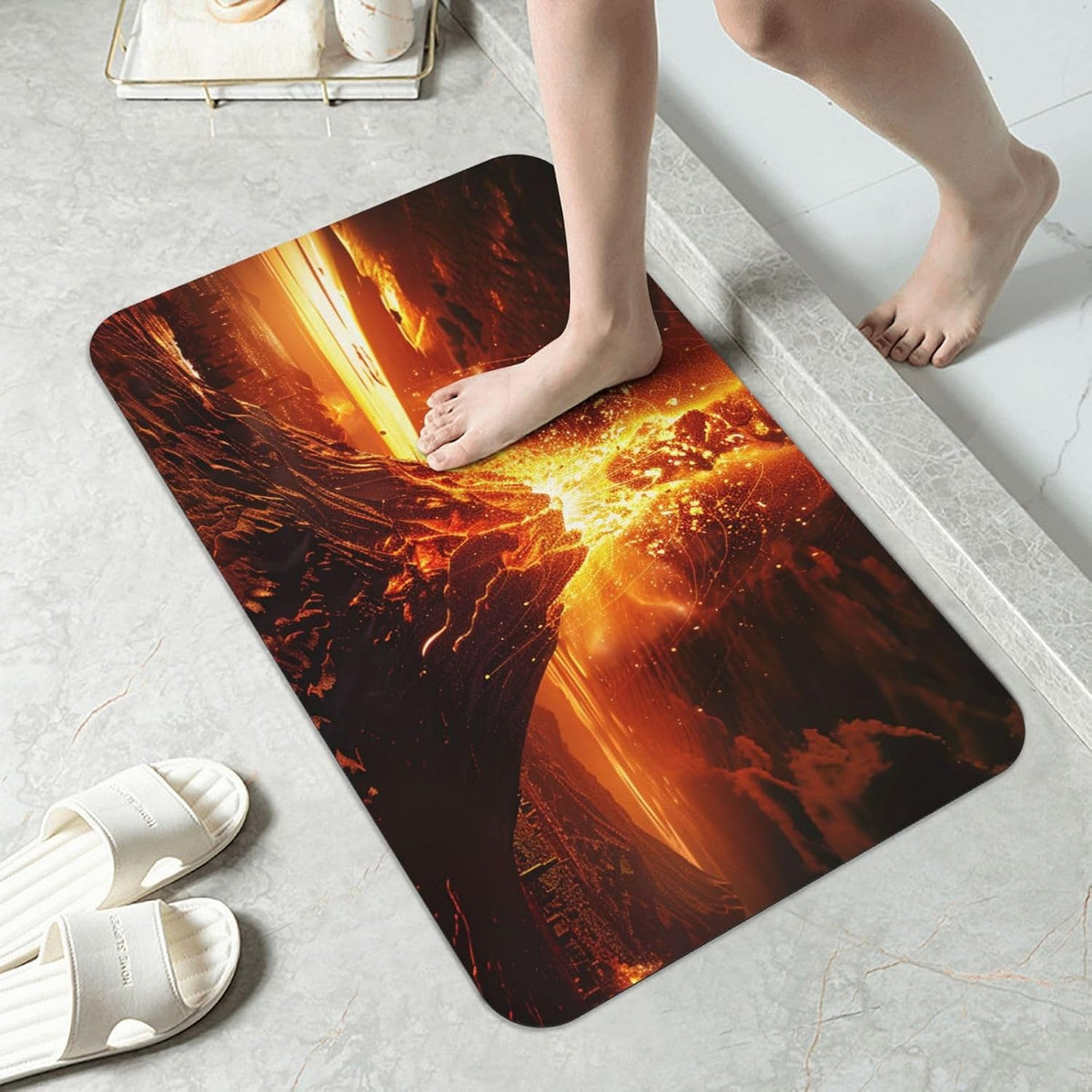 Yoga Meditation Printed Rounded Corner Diatomaceous Doormat 31.5x19.7 Inch Bath Mat Rug Non Slip Shower Floor Mat, Absorbent Bathroom Rugs Mat for Anti Slip Shower Mat, Housewarming Gift