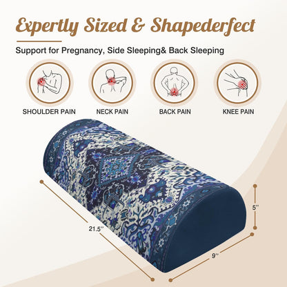 Knee Pillow for Back Sleeping – Half Moon Bolster Pillow for Under Knee While Sleeping Support, Leg & Back Pain Relief (21.5x9x5 Inches)
