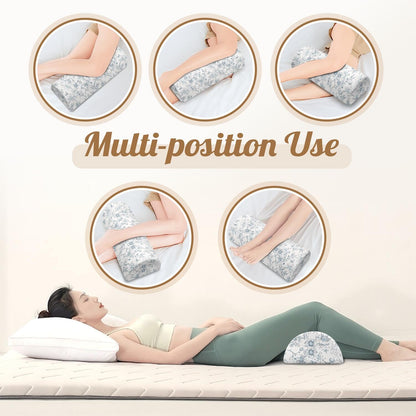 Knee Pillow for Back Sleeping – Half Moon Bolster Pillow for Under Knee While Sleeping Support, Leg & Back Pain Relief (21.5x9x5 Inches)