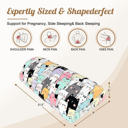 Knee Pillow for Back Sleeping – Half Moon Bolster Pillow for Under Knee While Sleeping Support, Leg & Back Pain Relief (21.5x9x5 Inches)