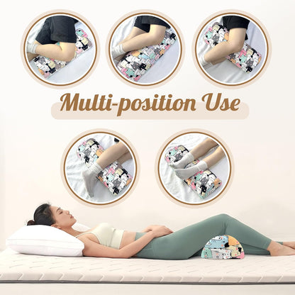 Knee Pillow for Back Sleeping – Half Moon Bolster Pillow for Under Knee While Sleeping Support, Leg & Back Pain Relief (21.5x9x5 Inches)