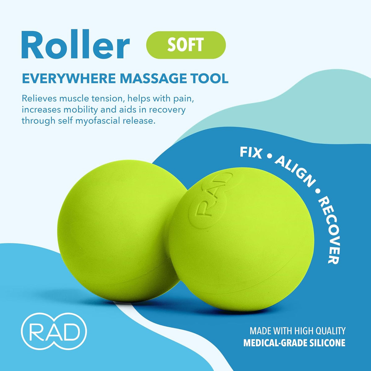 Original Peanut Massage Ball – Medium Density Yoga Deep Tissue Roller Ball – Myofascial Release for Back, Neck, Feet, Psoas & Spine – Suboccipital & Thoracic Trigger Point Therapy