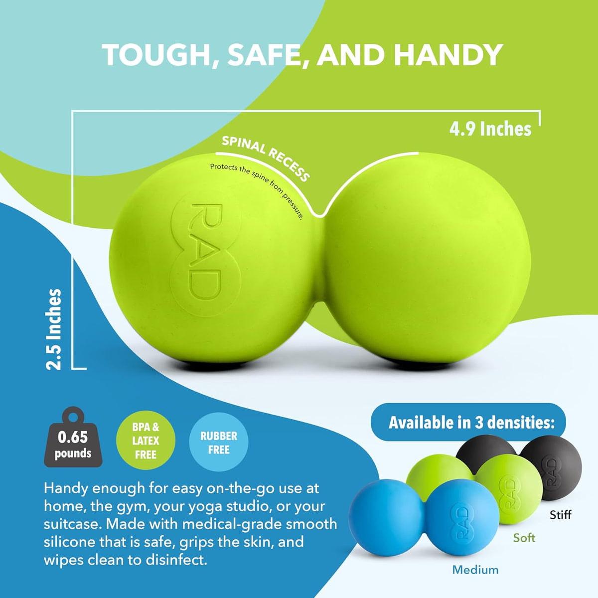 Original Peanut Massage Ball – Medium Density Yoga Deep Tissue Roller Ball – Myofascial Release for Back, Neck, Feet, Psoas & Spine – Suboccipital & Thoracic Trigger Point Therapy