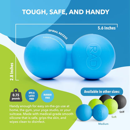 Original Peanut Massage Ball – Medium Density Yoga Deep Tissue Roller Ball – Myofascial Release for Back, Neck, Feet, Psoas & Spine – Suboccipital & Thoracic Trigger Point Therapy