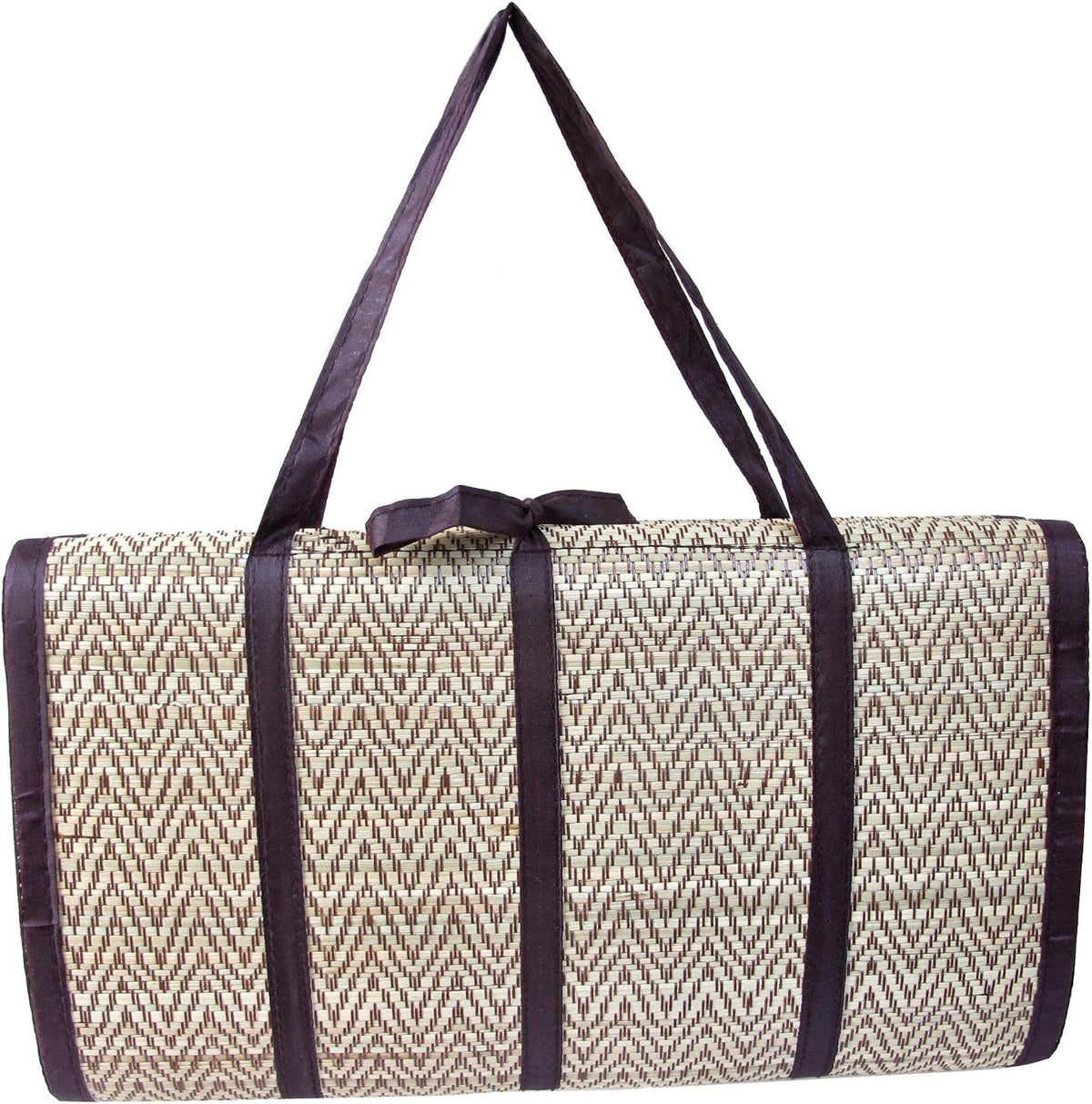 Handmade Woven Thai Beach Mat - Straw Ground Mat for Camping, Yoga, Meditation, Festivals, Concerts - Eco-friendly Reed - Foldable - 70 Inches x 35 Inches