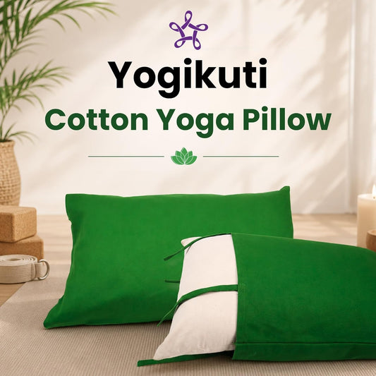 Iyengar Yoga Pillow (Green) | 100% Cotton Meditation & Yoga Cushion | Comfortable Floor & Kneeling Pillow for Restorative Yoga, Pranayama, Meditation & Stretching