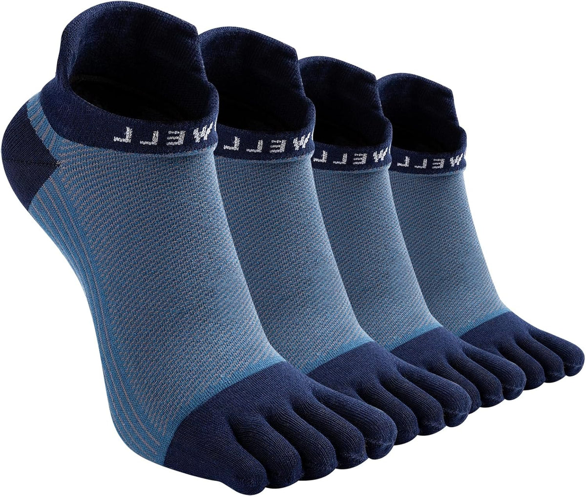 Cotton Toe Socks Five Finger Socks No Show Crew Athletic Running Socks 4 Pairs,Size 7-11