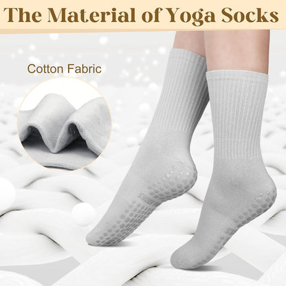 6 Pairs Pilates Socks with Grips for Women, Grip Non Slip Yoga Socks