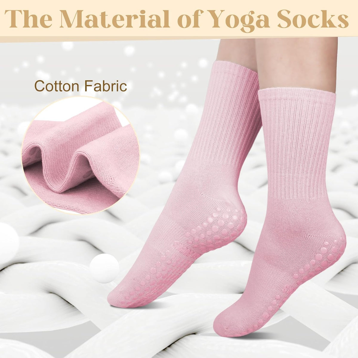 6 Pairs Pilates Socks with Grips for Women, Grip Non Slip Yoga Socks