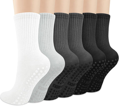 6 Pairs Pilates Socks with Grips for Women, Grip Non Slip Yoga Socks