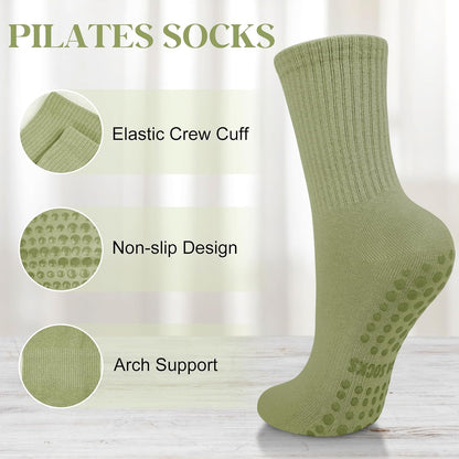 6 Pairs Pilates Socks with Grips for Women, Grip Non Slip Yoga Socks