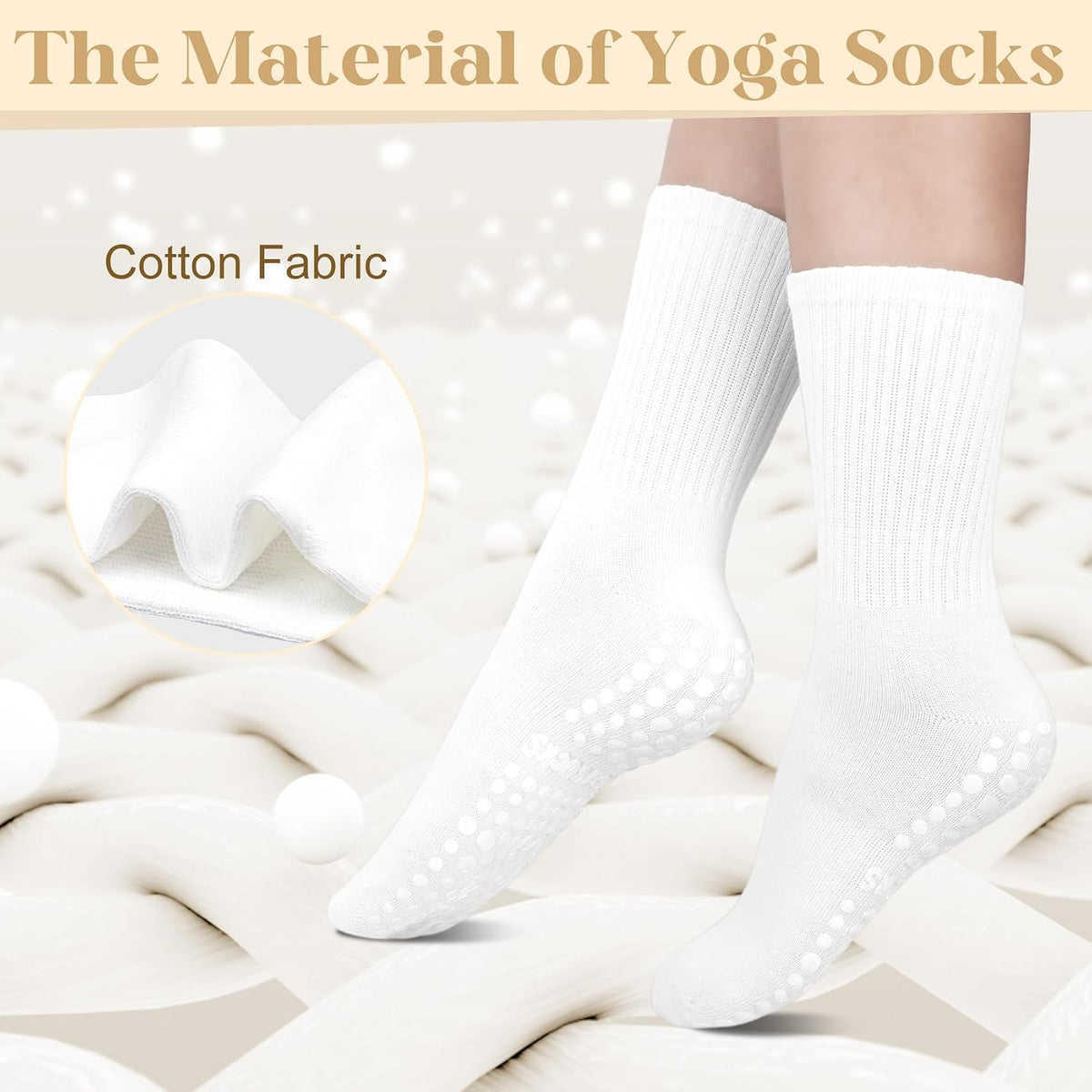 6 Pairs Pilates Socks with Grips for Women, Grip Non Slip Yoga Socks