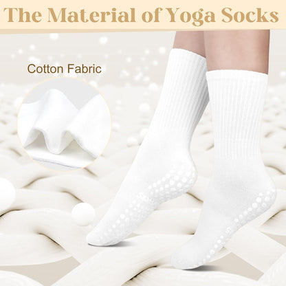 6 Pairs Pilates Socks with Grips for Women, Grip Non Slip Yoga Socks
