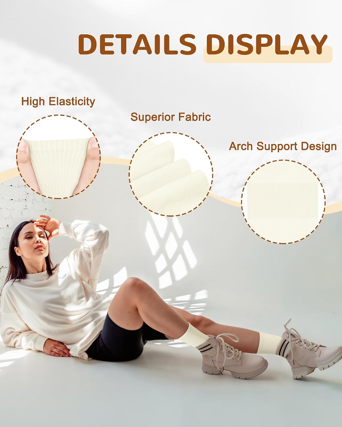 6 Pairs Pilates Socks with Grips for Women, Grip Non Slip Yoga Socks