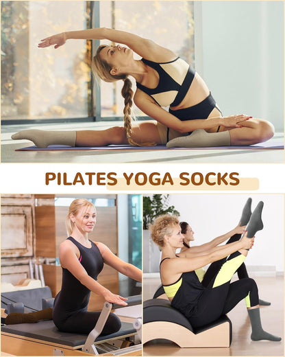 6 Pairs Pilates Socks with Grips for Women, Grip Non Slip Yoga Socks
