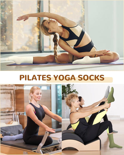 6 Pairs Pilates Socks with Grips for Women, Grip Non Slip Yoga Socks