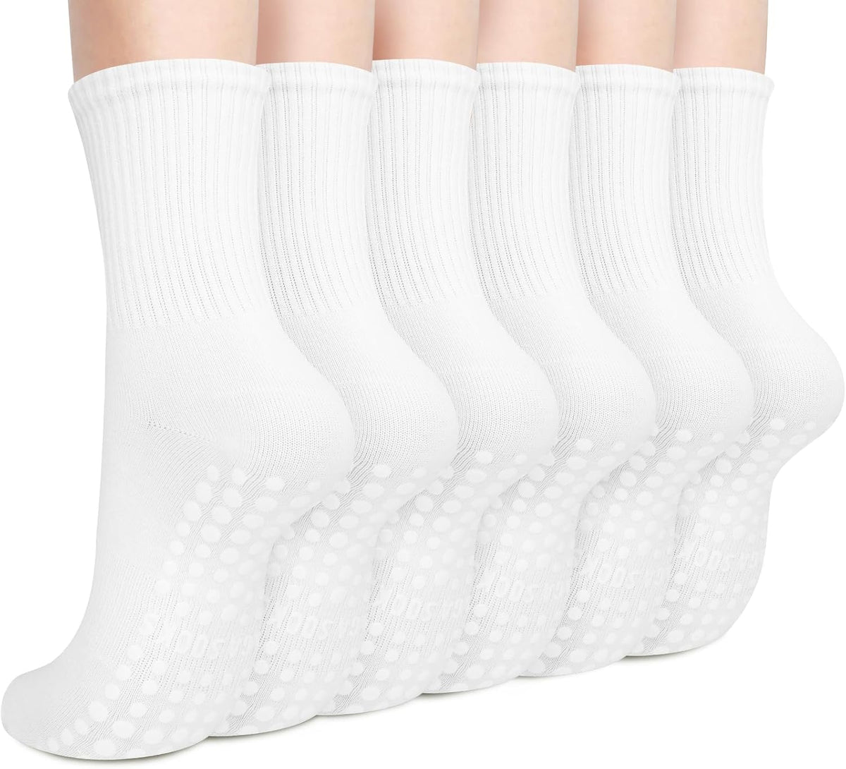 6 Pairs Pilates Socks with Grips for Women, Grip Non Slip Yoga Socks