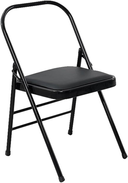 Folding Yoga Chair, Iyengar Yoga Auxiliary Chair Non-Slip Folding Stool for Flexibility, Strength Training, Balance Handstand(Black)