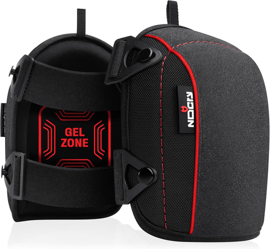 Flooring Knee Pads for Men with Extra-Wide Gel & Thick Foam Cushion — Floor-Safe Anti-Slip Leather Kneepads for Construction Work with Reinforced Adjustable Straps and Military-Grade Rivets