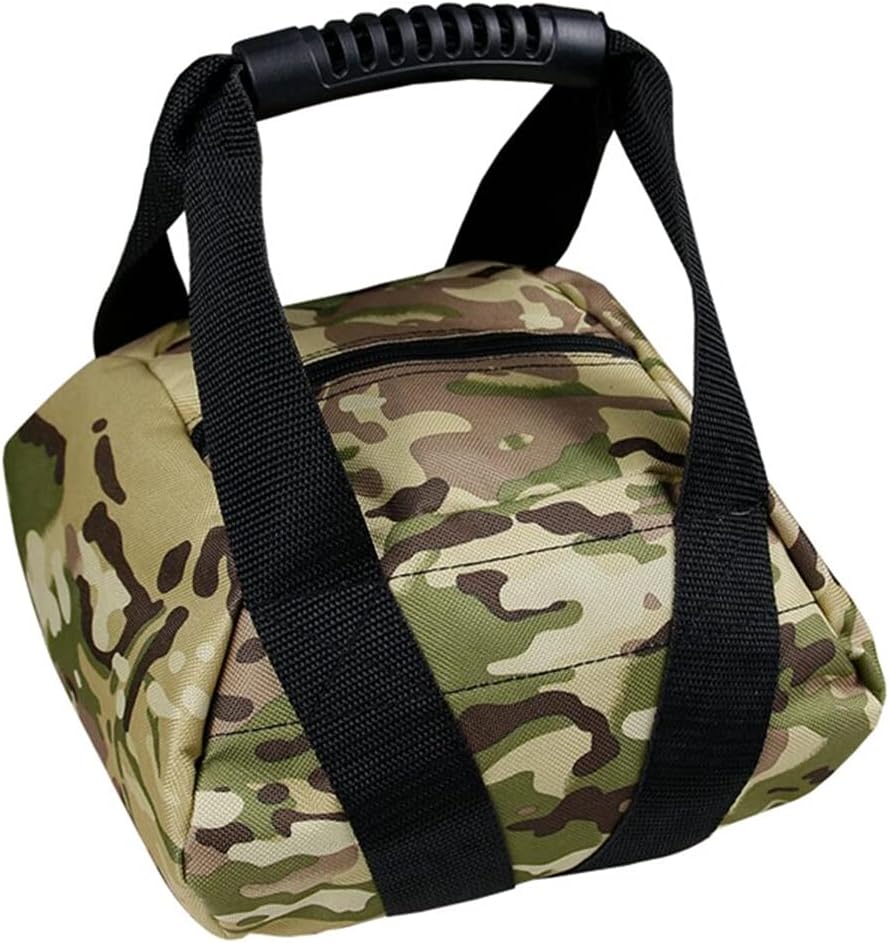 Camouflage Weightlifting Training Sandbag Kettlebell Sandbag, Adjustable Canvas Soft Sand Bag with Handles, Weightlifting Dumbbell for Home Training Fitness Yoga Workout