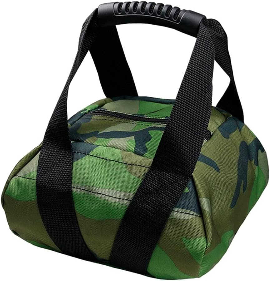 Camouflage Weightlifting Training Sandbag Kettlebell Sandbag, Adjustable Canvas Soft Sand Bag with Handles, Weightlifting Dumbbell for Home Training Fitness Yoga Workout