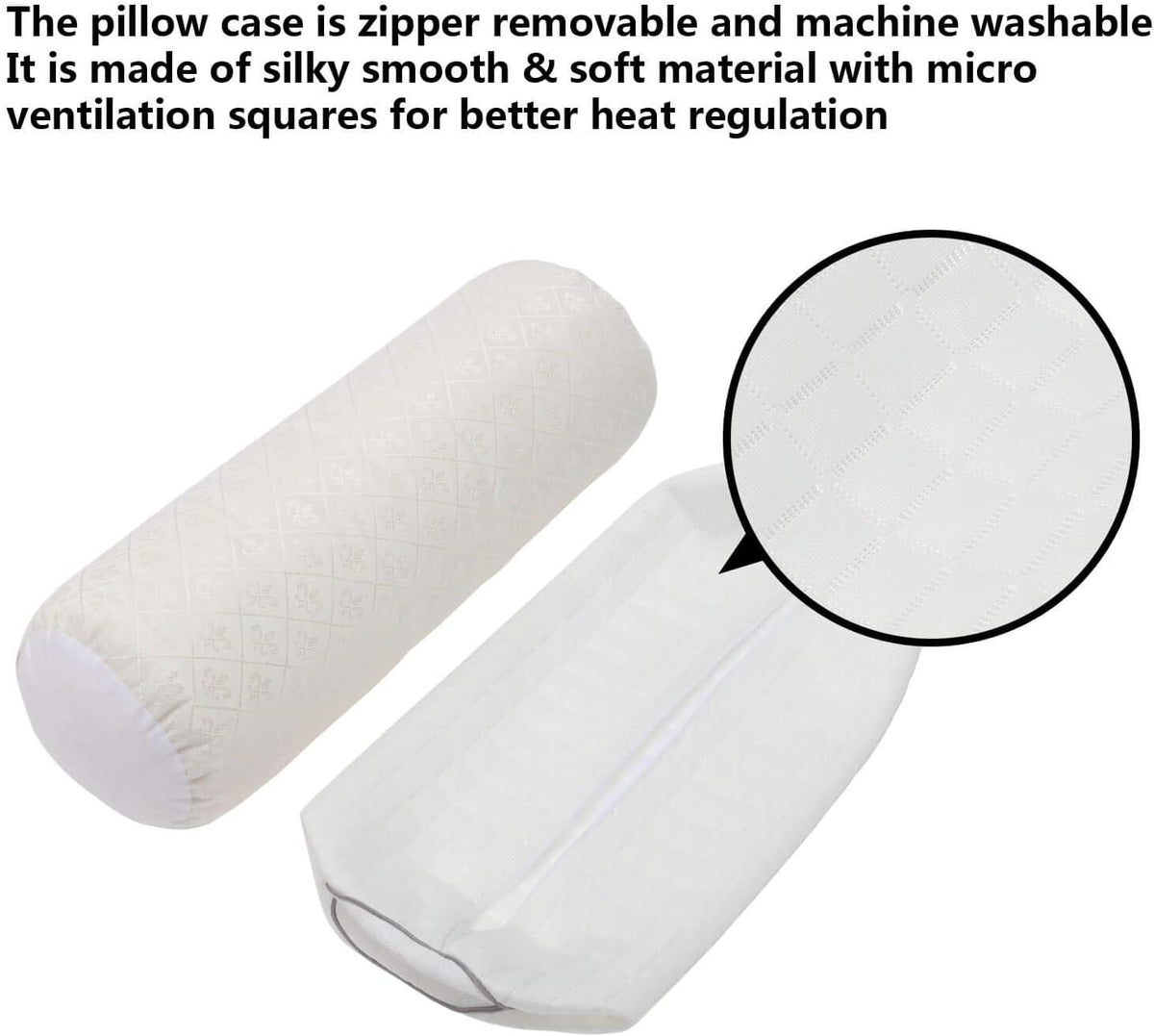 Cylinder Bolster Roll Pillow for Sleeping on Back or Side 20x8