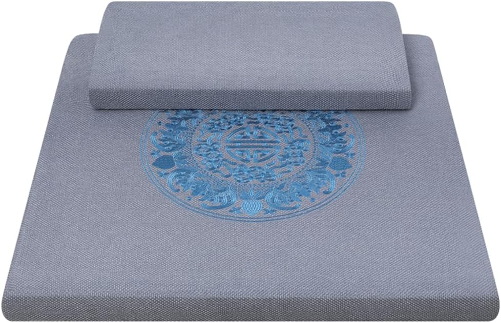 Square Meditation Cushion Mat Set with Washable Cotton Linen Cover, Larger Thick Yoga Mat Bolster Floor Pillows Seating for Adults Upgraded Meditation Accessories grey-70 * 5cm