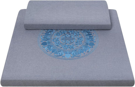 Square Meditation Cushion Mat Set with Washable Cotton Linen Cover, Larger Thick Yoga Mat Bolster Floor Pillows Seating for Adults Upgraded Meditation Accessories grey-70 * 5cm