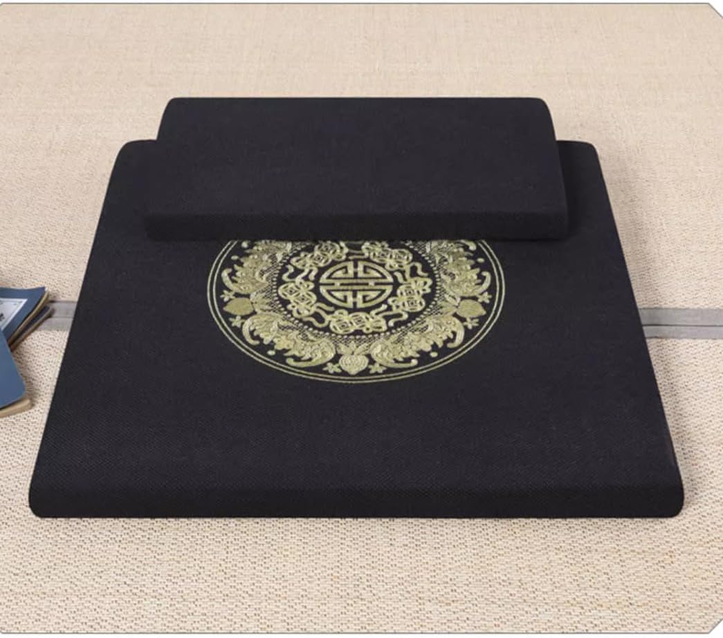 Square Meditation Cushion Mat Set with Washable Cotton Linen Cover, Larger Thick Yoga Mat Bolster Floor Pillows Seating for Adults Upgraded Meditation Accessories grey-70 * 5cm