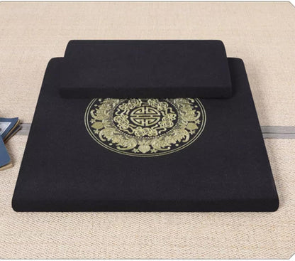Square Meditation Cushion Mat Set with Washable Cotton Linen Cover, Larger Thick Yoga Mat Bolster Floor Pillows Seating for Adults Upgraded Meditation Accessories grey-70 * 5cm